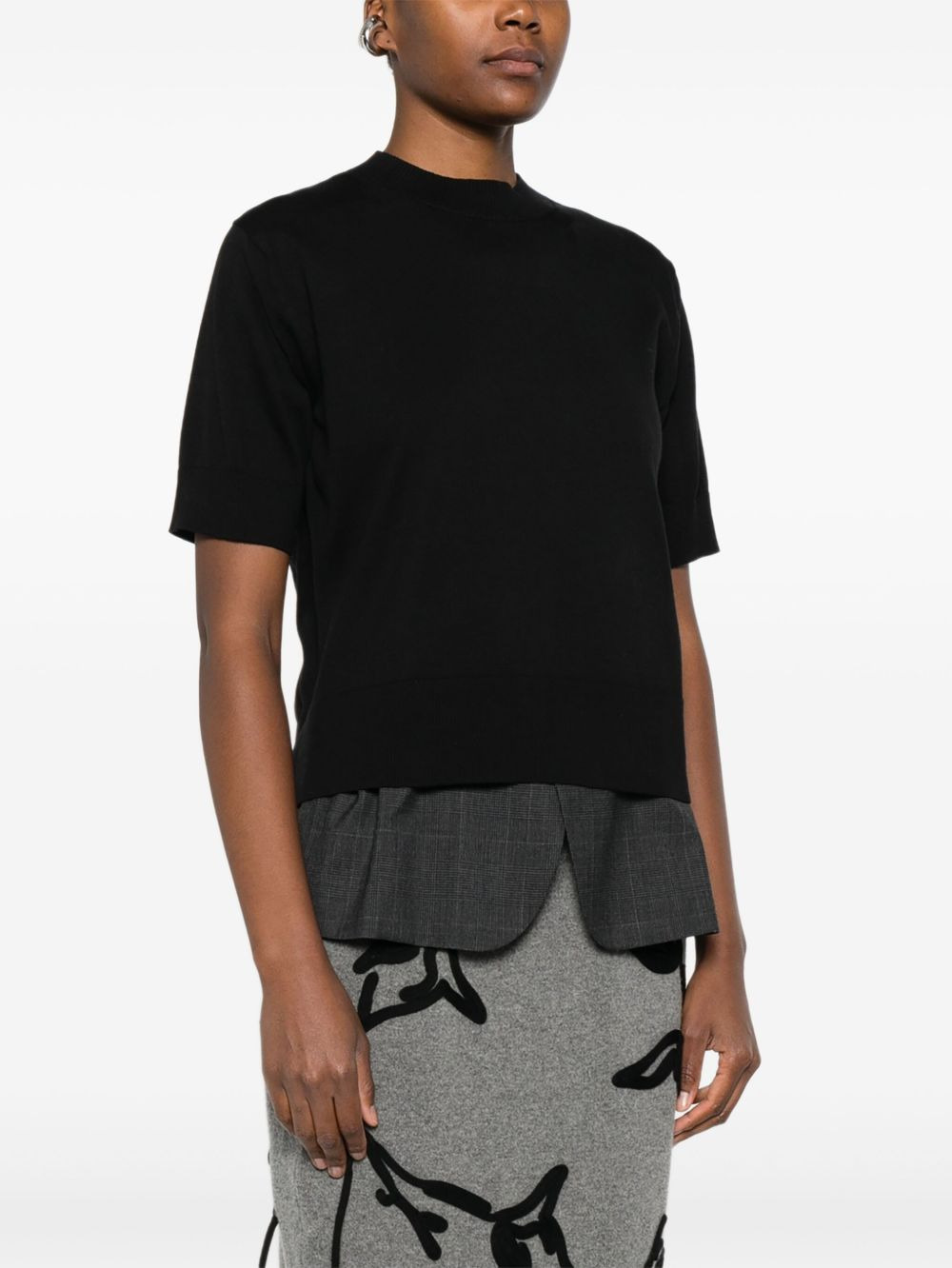 short-sleeve layered sweater - 3