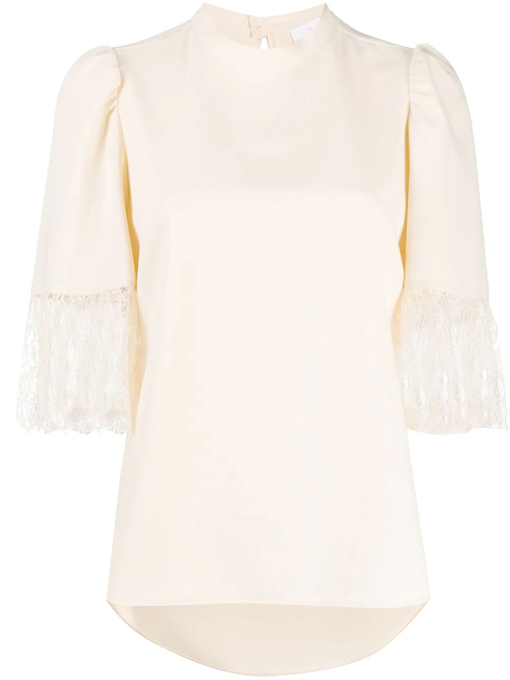 lace-panelled crepe blouse - 1