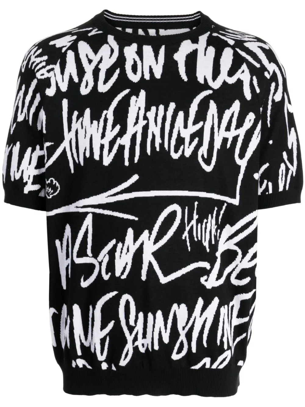 graffiti-print short-sleeve jumper - 1