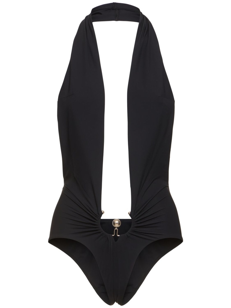 Halter neck one piece swimsuit - 1