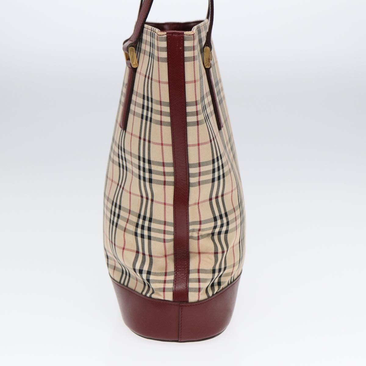 Burberry Nova Check Tote Bag Canvas Leather Beige Bordeaux - 3