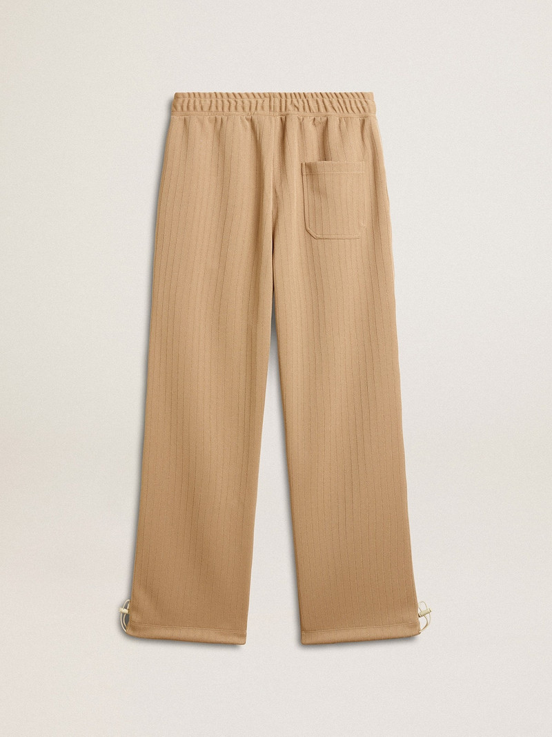 Men’s light beige joggers with white logo 5