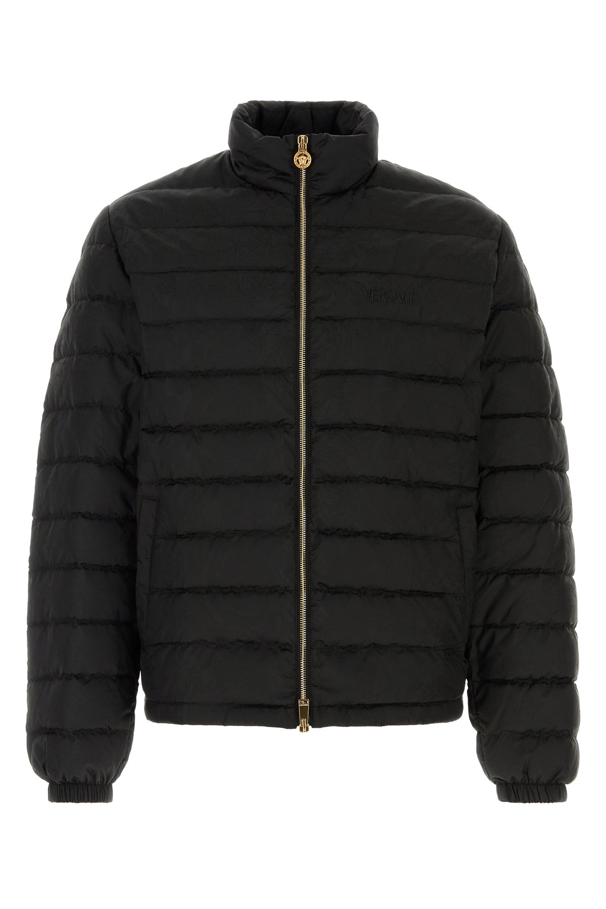 Black nylon down jacket - 1