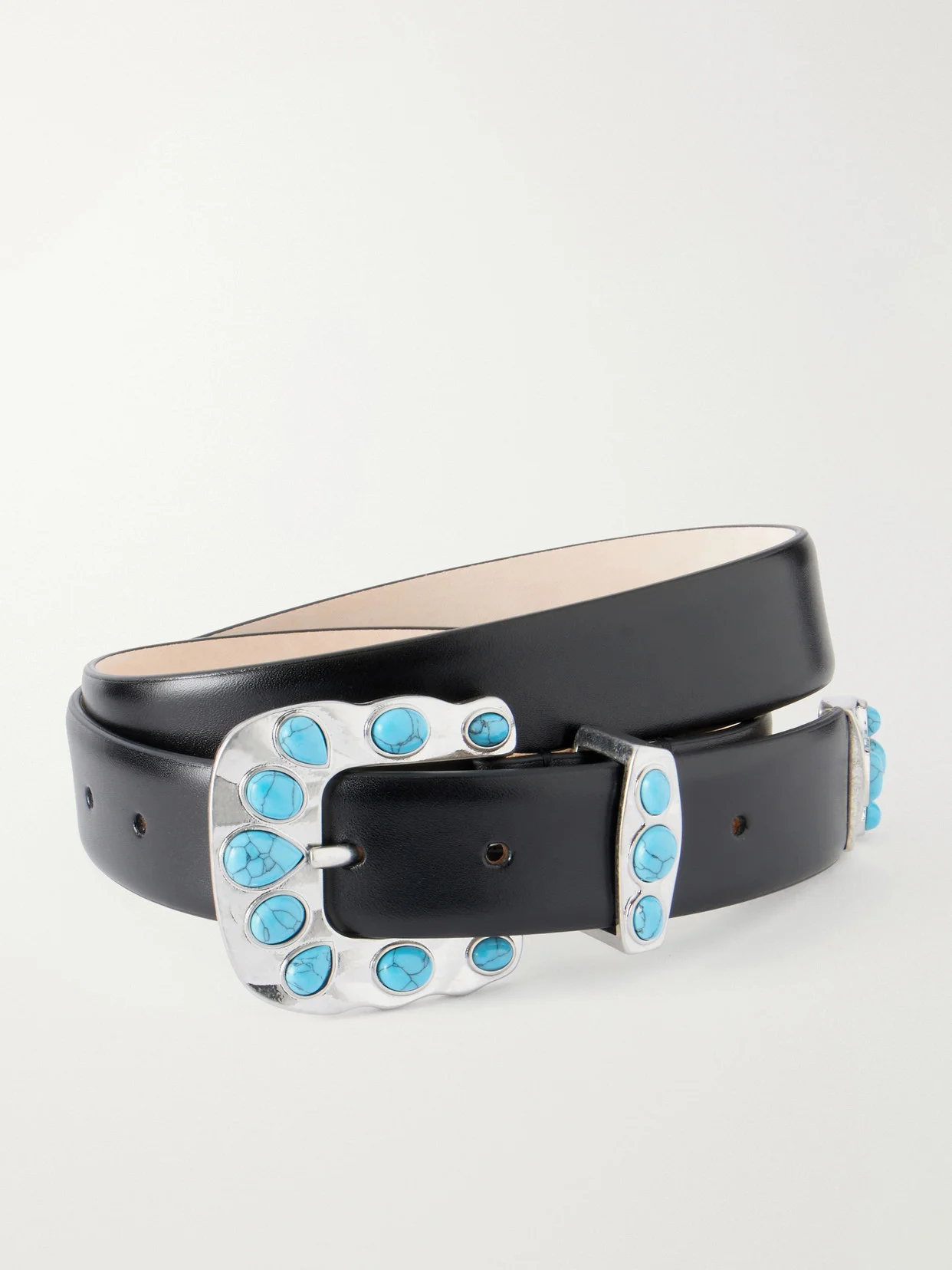 Juna Turquoise-embellished Leather Belt - 1