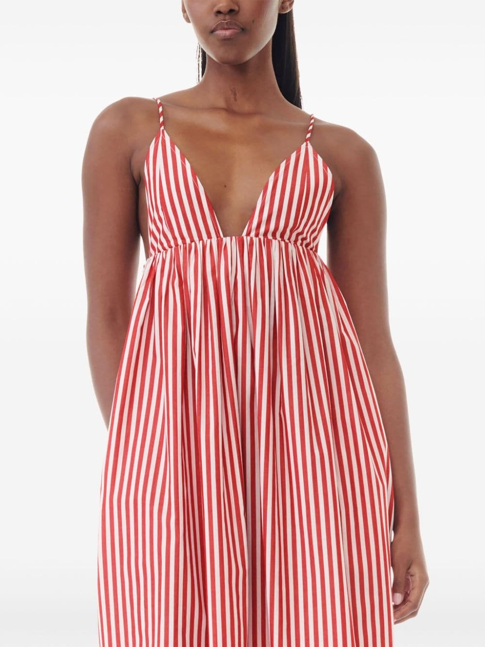 striped V-neck dress - 5