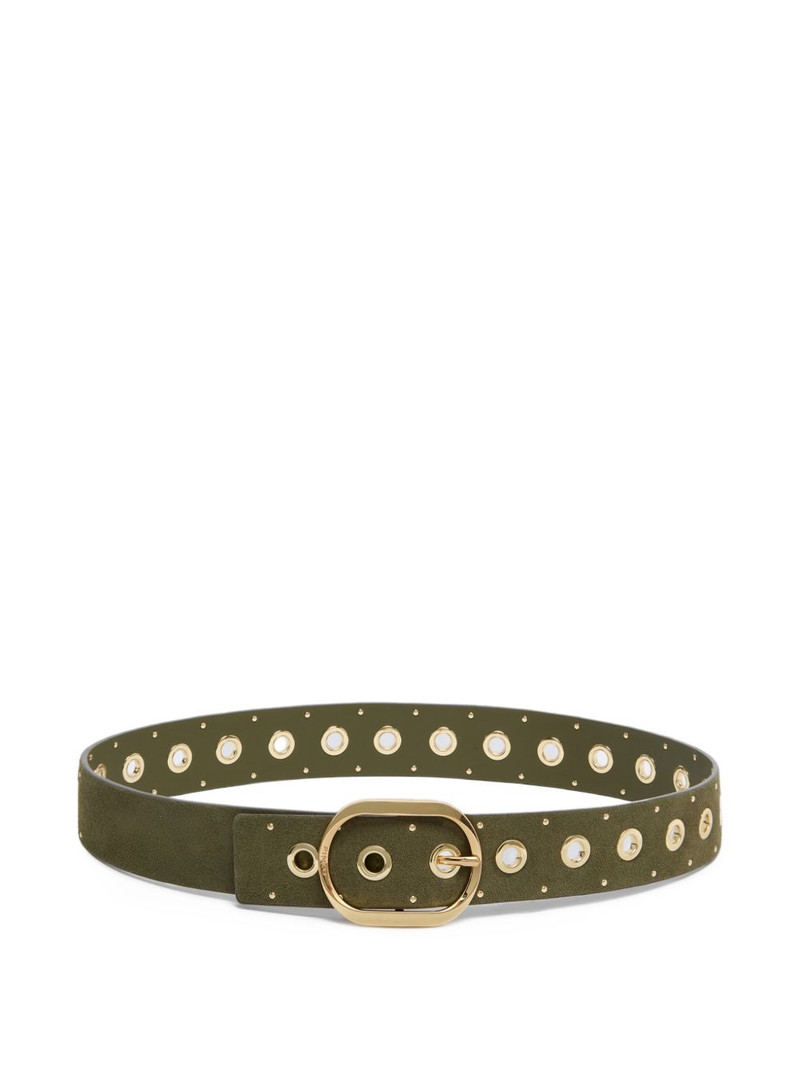 eyeletted buckled leather belt 1