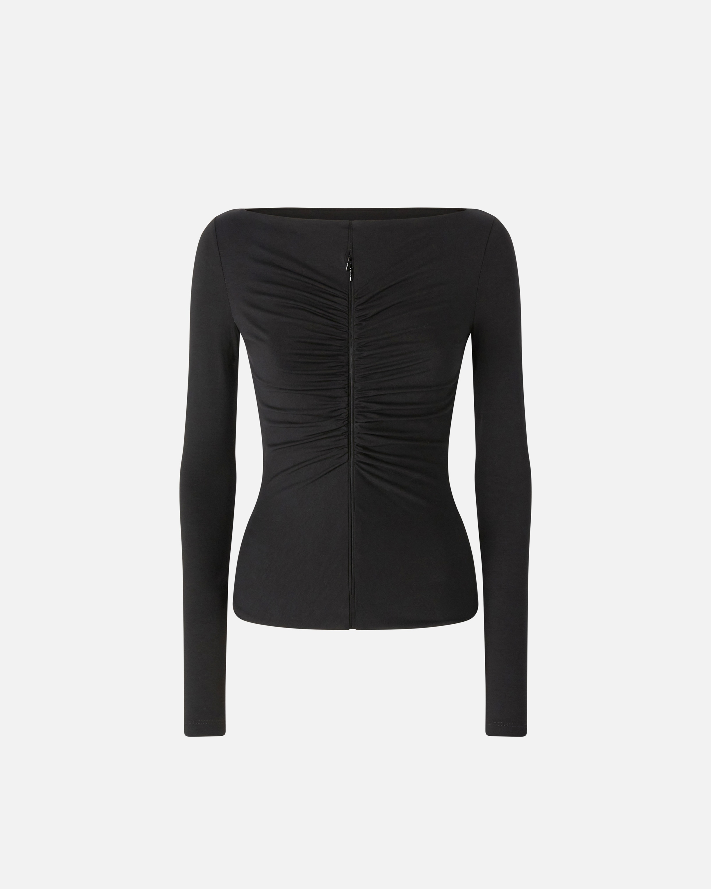 SLIM-FIT SWEATER WITH ZIP AND GATHERING AT THE FRONT - 1