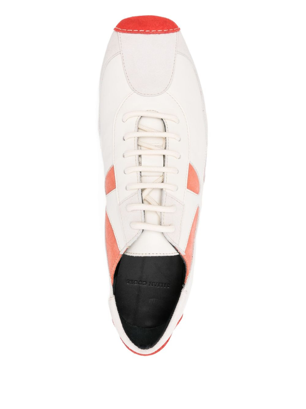 leather flower-detail sneakers - 4
