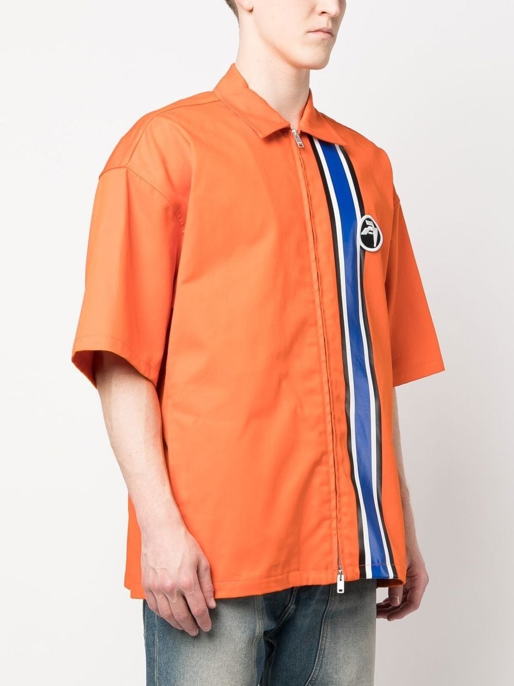 striped zipped short-sleeve shirt - 4