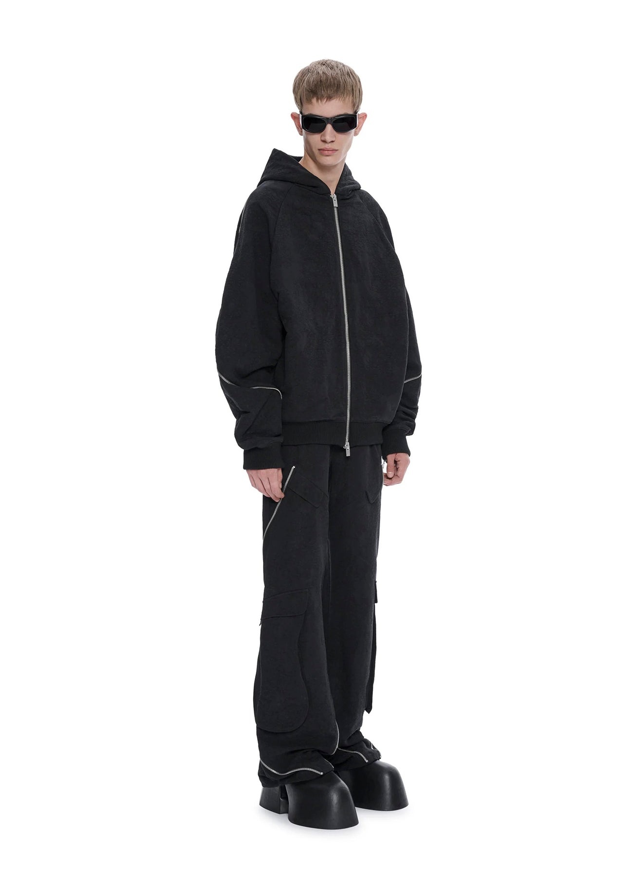 BLACK PUNCTURED CARGO TROUSER - 10