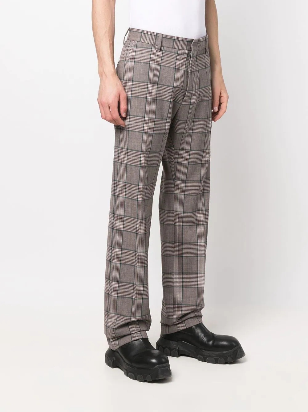 straight-leg checked trousers - 3