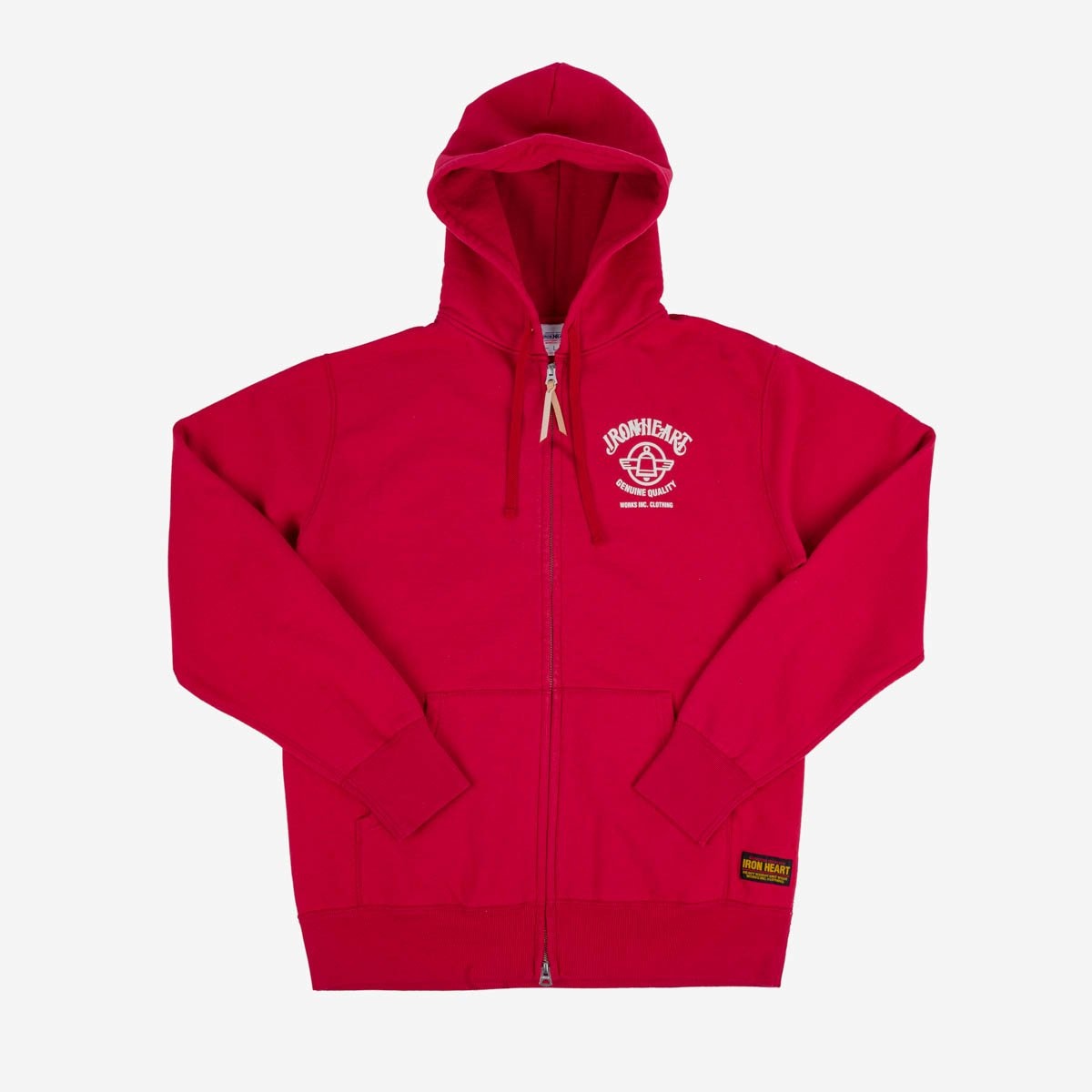 IHSW-65-RED Printed 14oz Ultra Heavyweight Loopwheel Cotton Zippered Hoodie - Red - 1