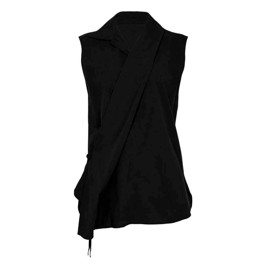 Wrap Knot Sleeveless Shirt - 1