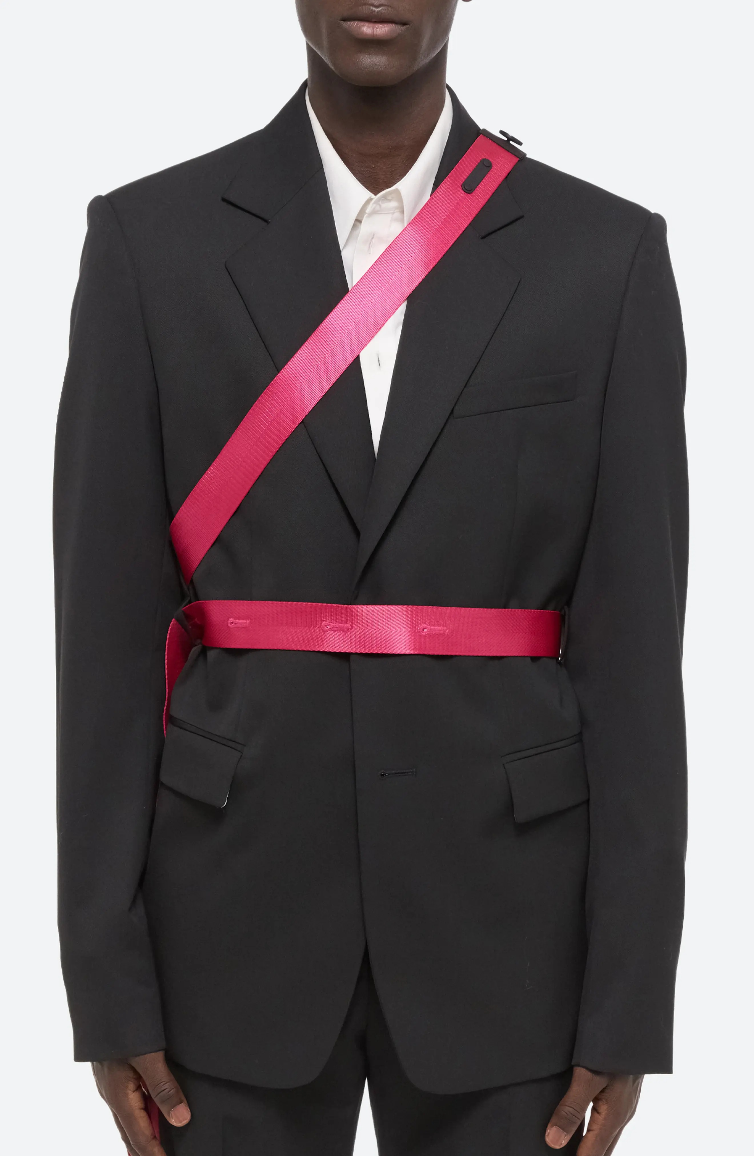 Seatbelt Virgin Wool Sport Coat in Black/Pink - 1