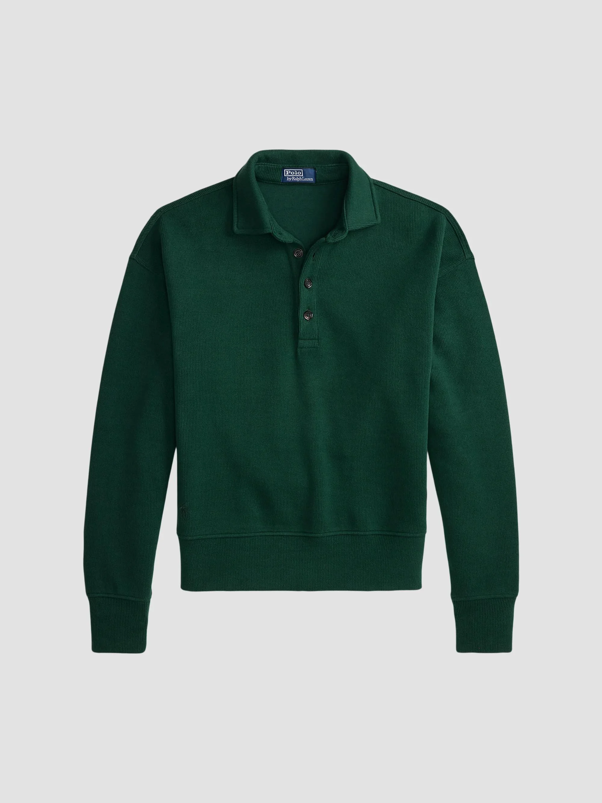 Men's Cotton-Blend Polo Sweater - Moss Agate - 1