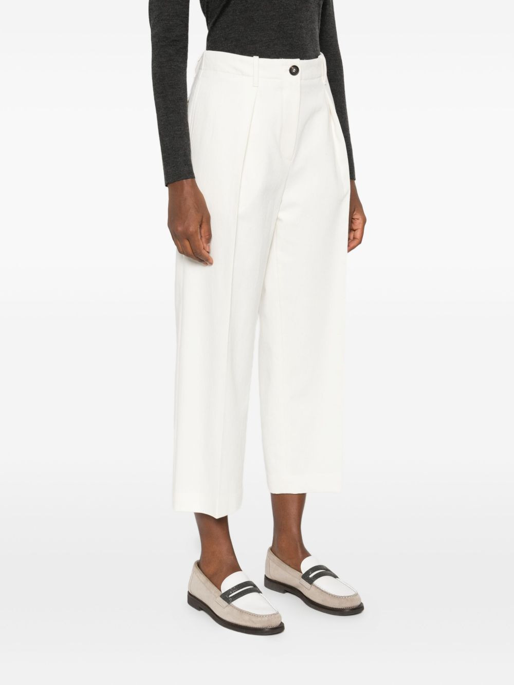 Brunello Cucinelli Women Cropped Cotton Trousers - 5