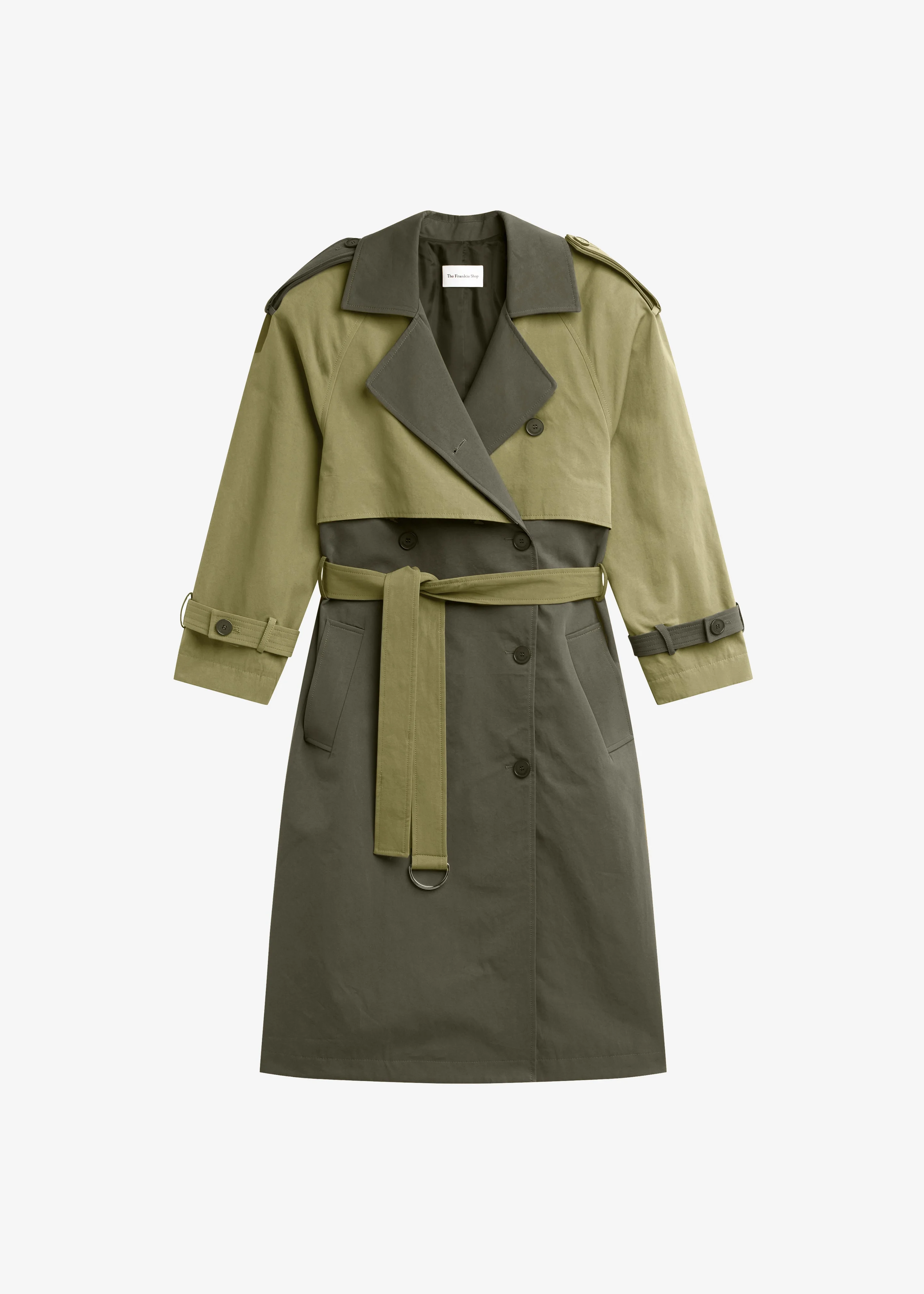 Nesso Two-Tone Trench Coat - Green Combo - 1