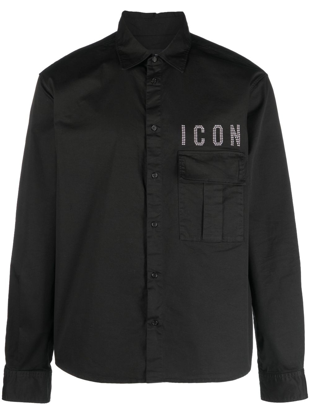 slogan-embellished long-sleeve shirt - 1