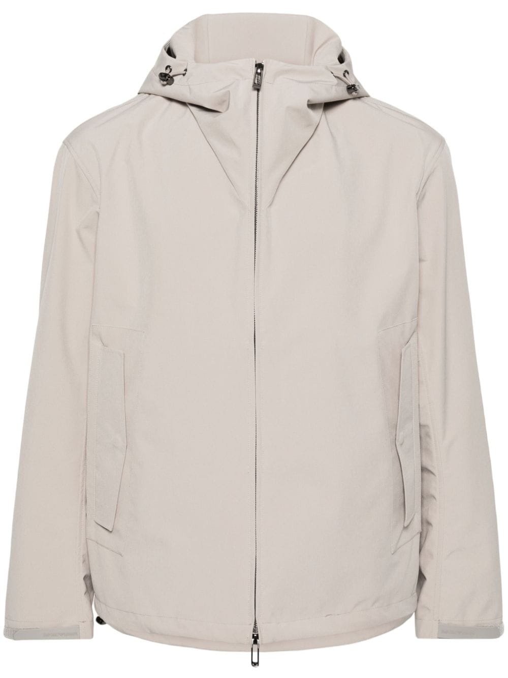 gabardine-weave hooded jacket - 1