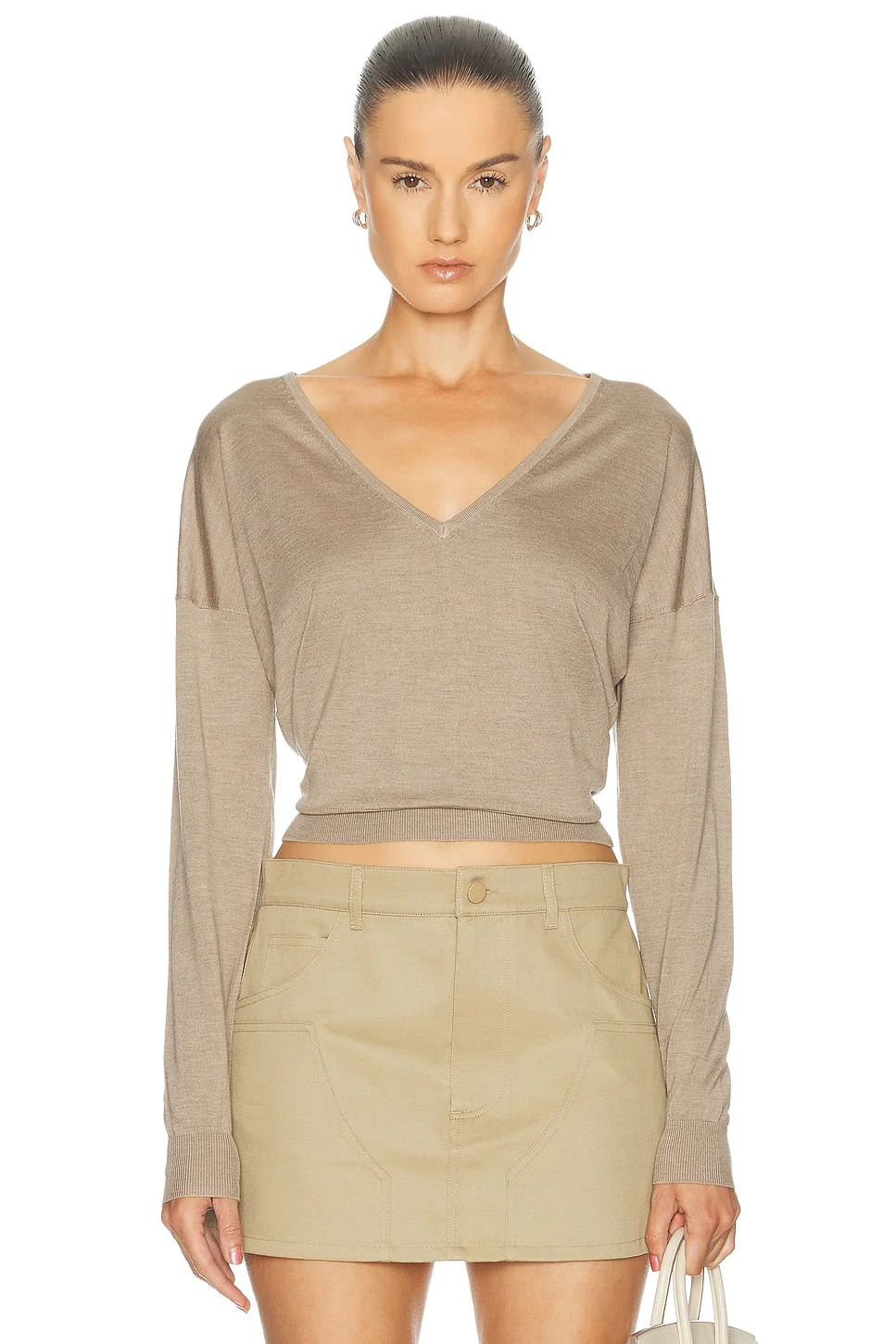 Silk Cashmere V Neck Sweater - 1