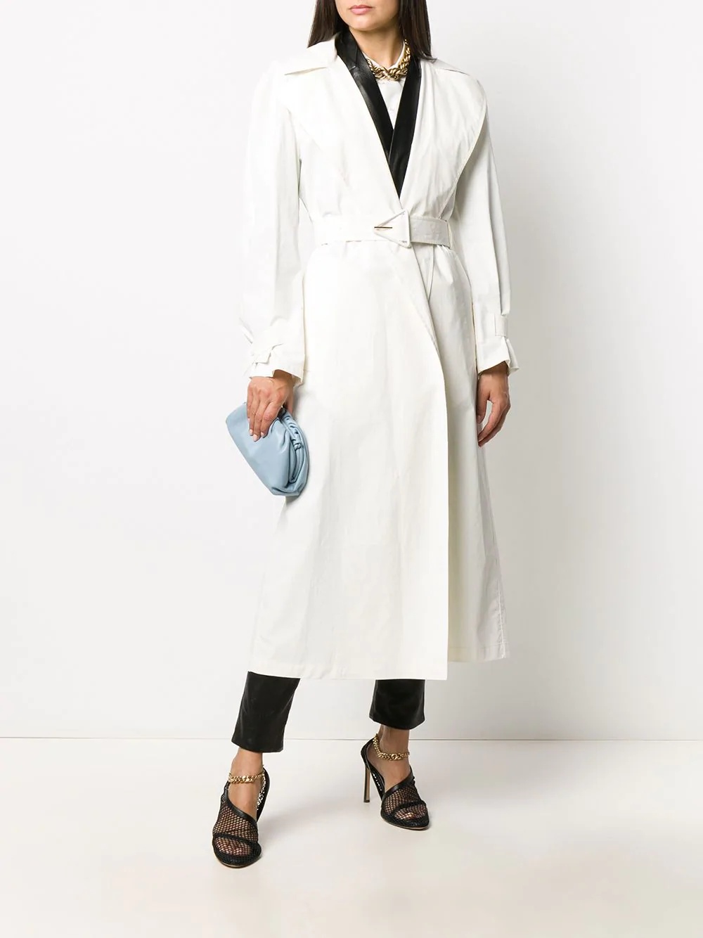 belted peak lapels trench coat - 2