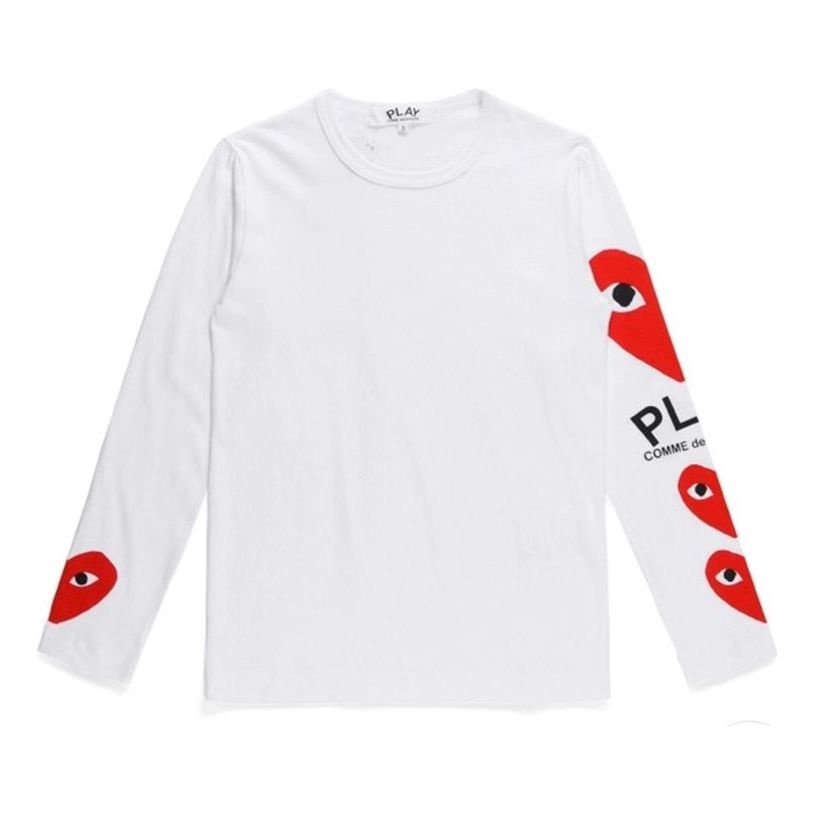 COMME des GARCONS PLAY  Printed Sleeve Long-Sleeve 'White' AZ-T260-051-1 - 1