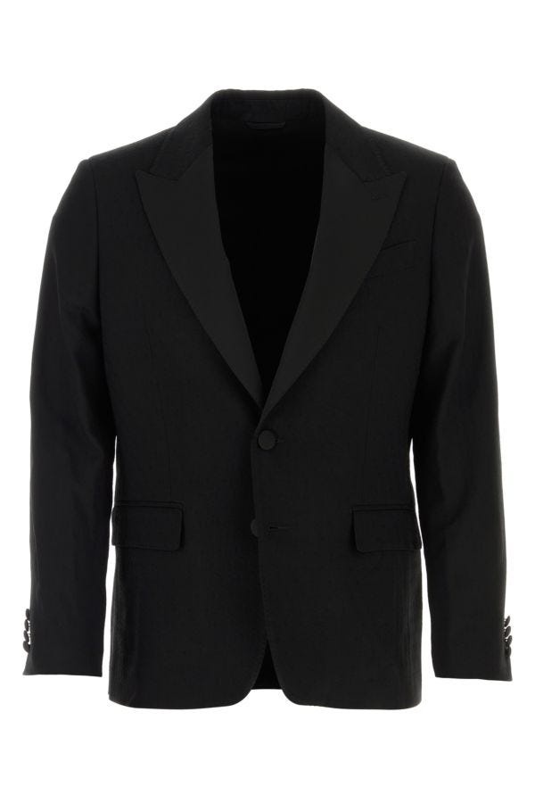 Black stretch wool blazer - 1