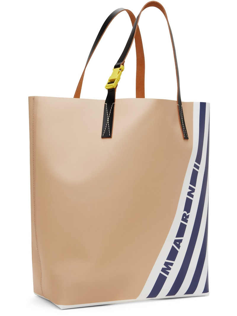 Marni Beige & Blue Stripes N/S Tote outlook