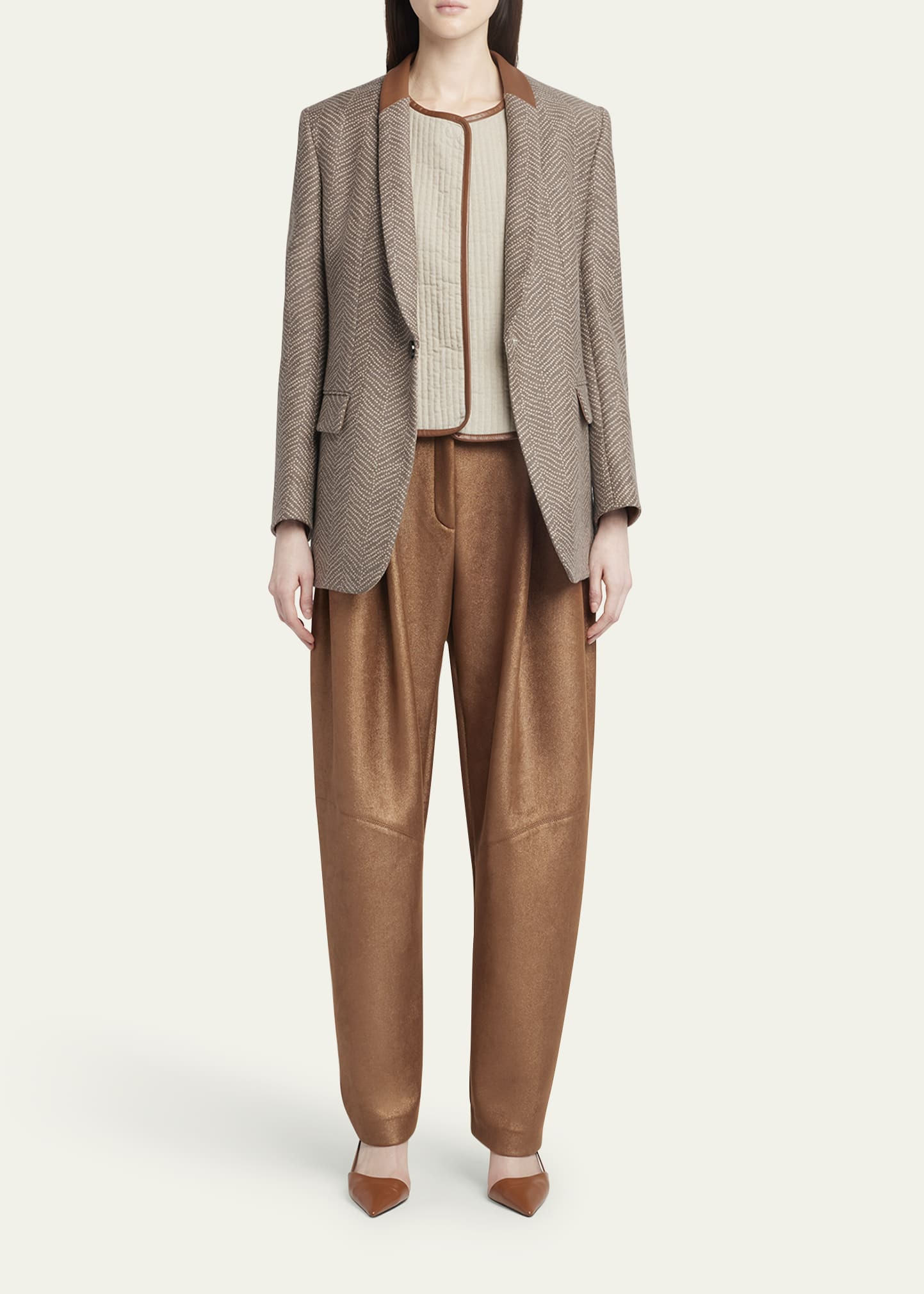 Metallic-Coated Jersey Trousers - 2