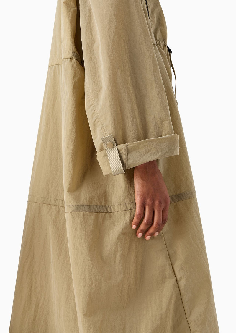 Emporio Armani Sustainability Values Capsule Collection recycled crinkle nylon full-zip trench coat 6