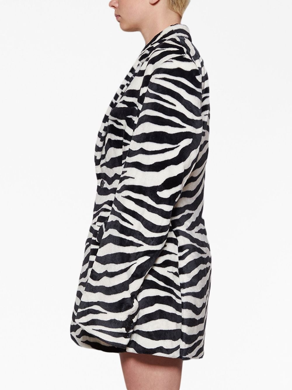 oversize-shoulder zebra-print blazer - 4