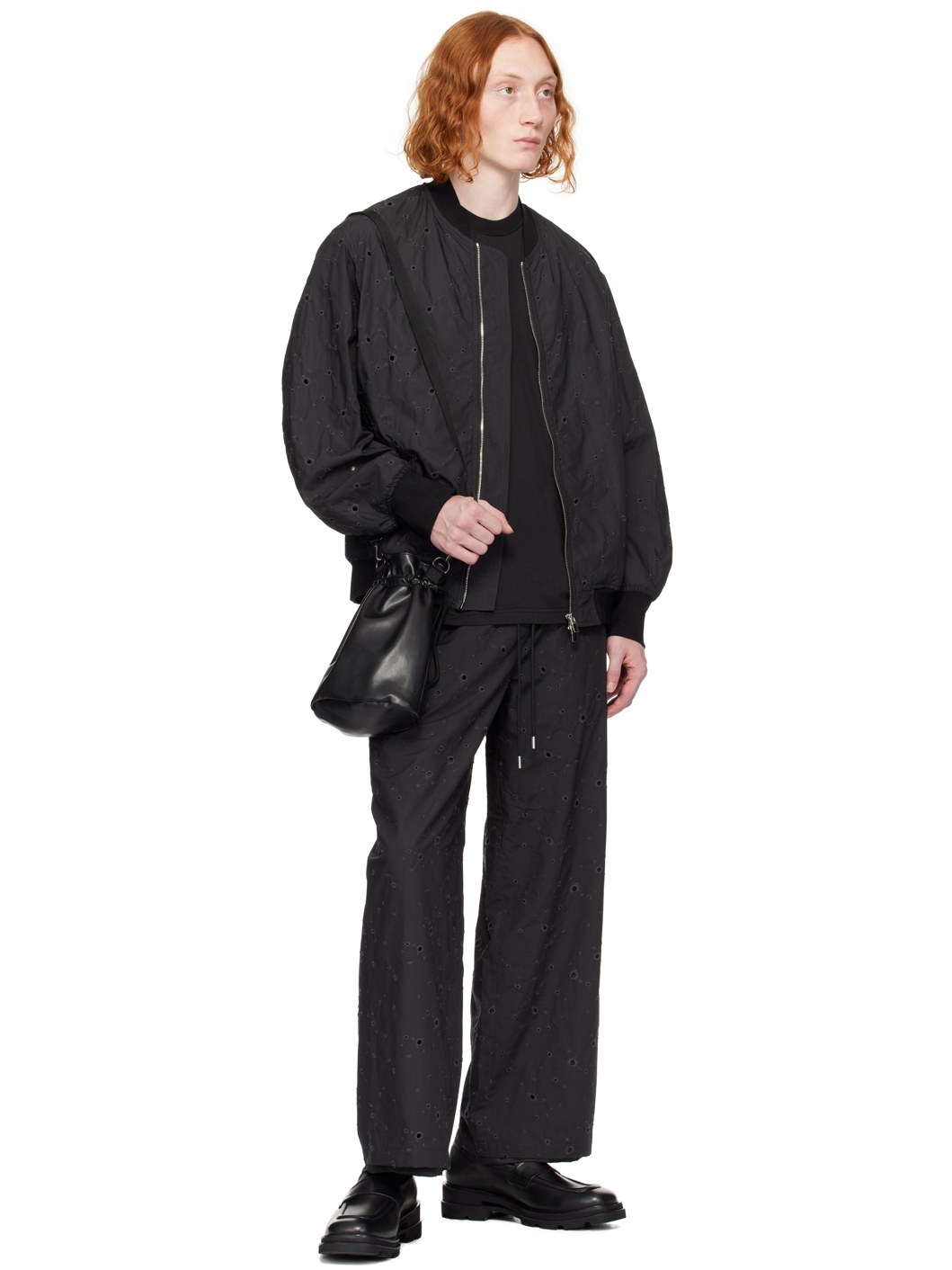 Black Embroidered Bomber Jacket - 4