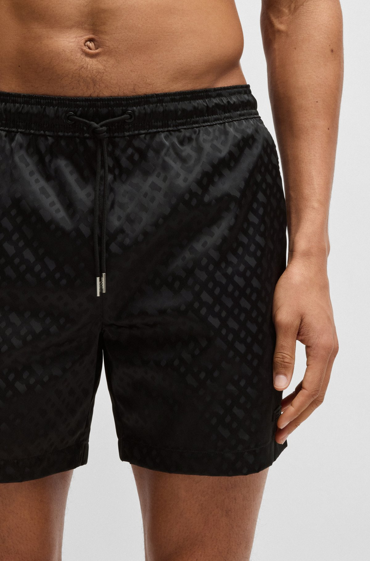 SWIM SHORTS WITH ALL-OVER TONAL MONOGRAMS - 3