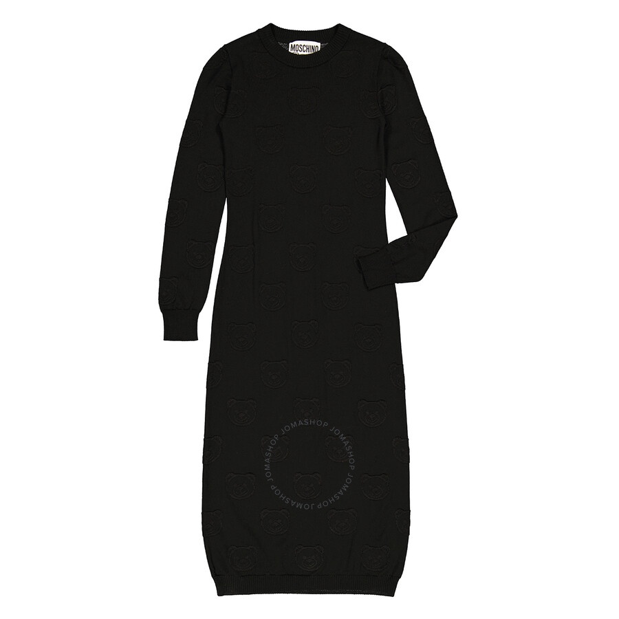 Moschino Moschino Ladies Black Fitted Knitted Midi Dress | jomashop |  REVERSIBLE