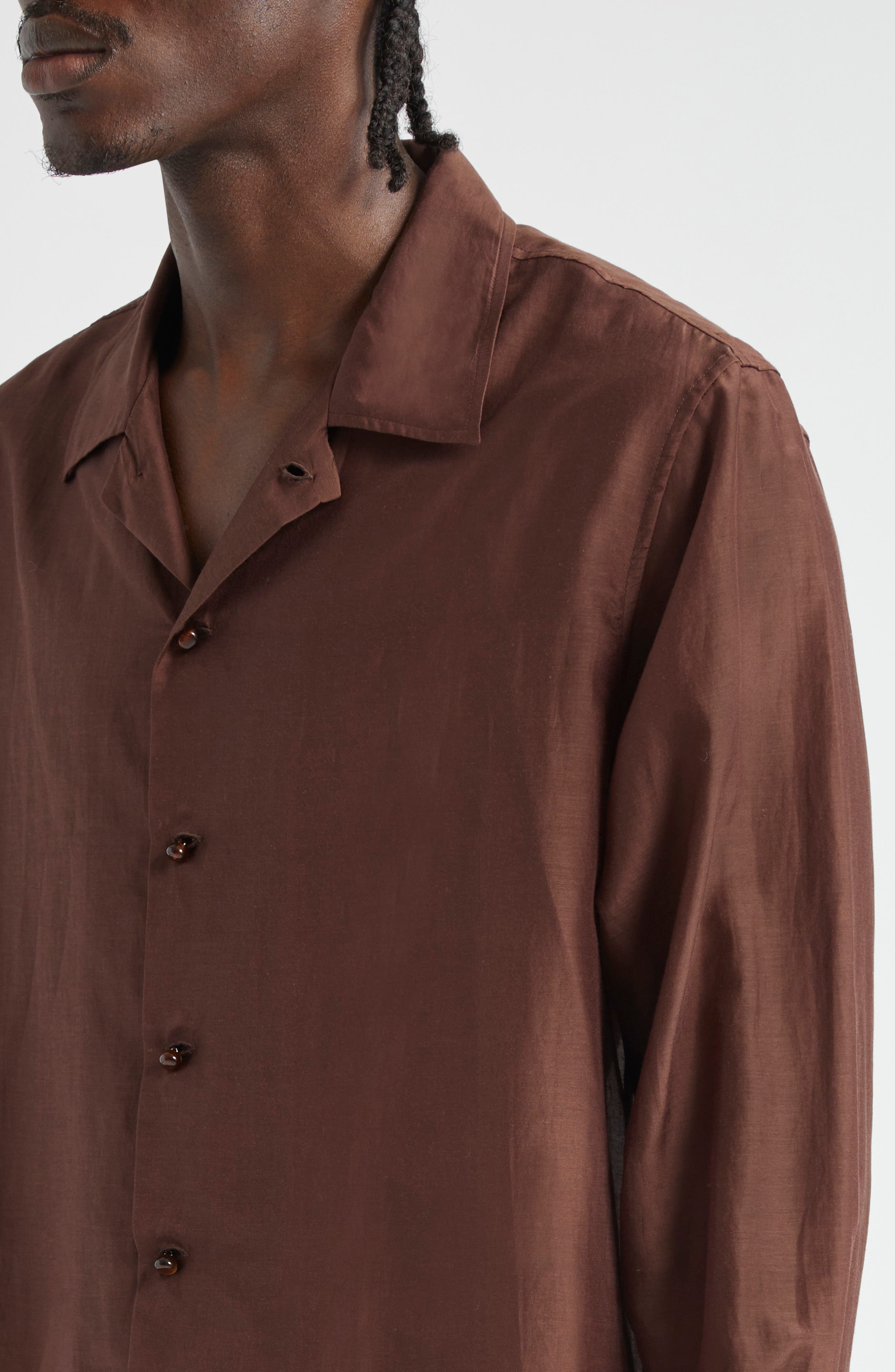 Heartwood Long Sleeve Cotton & Silk Camp Shirt - 4