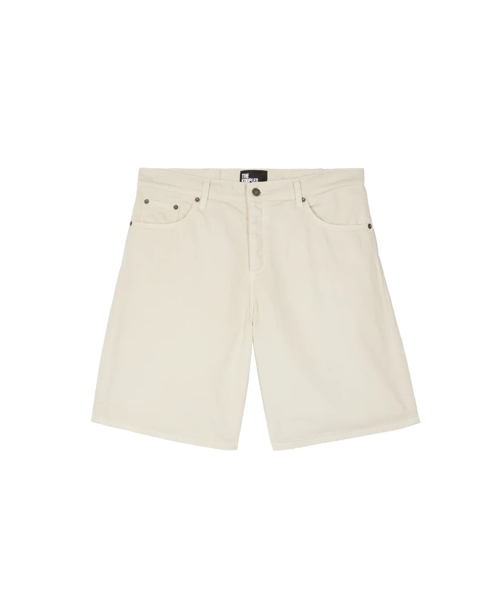 DENIM SHORTS IN ECRU HERRINGBONE - 1