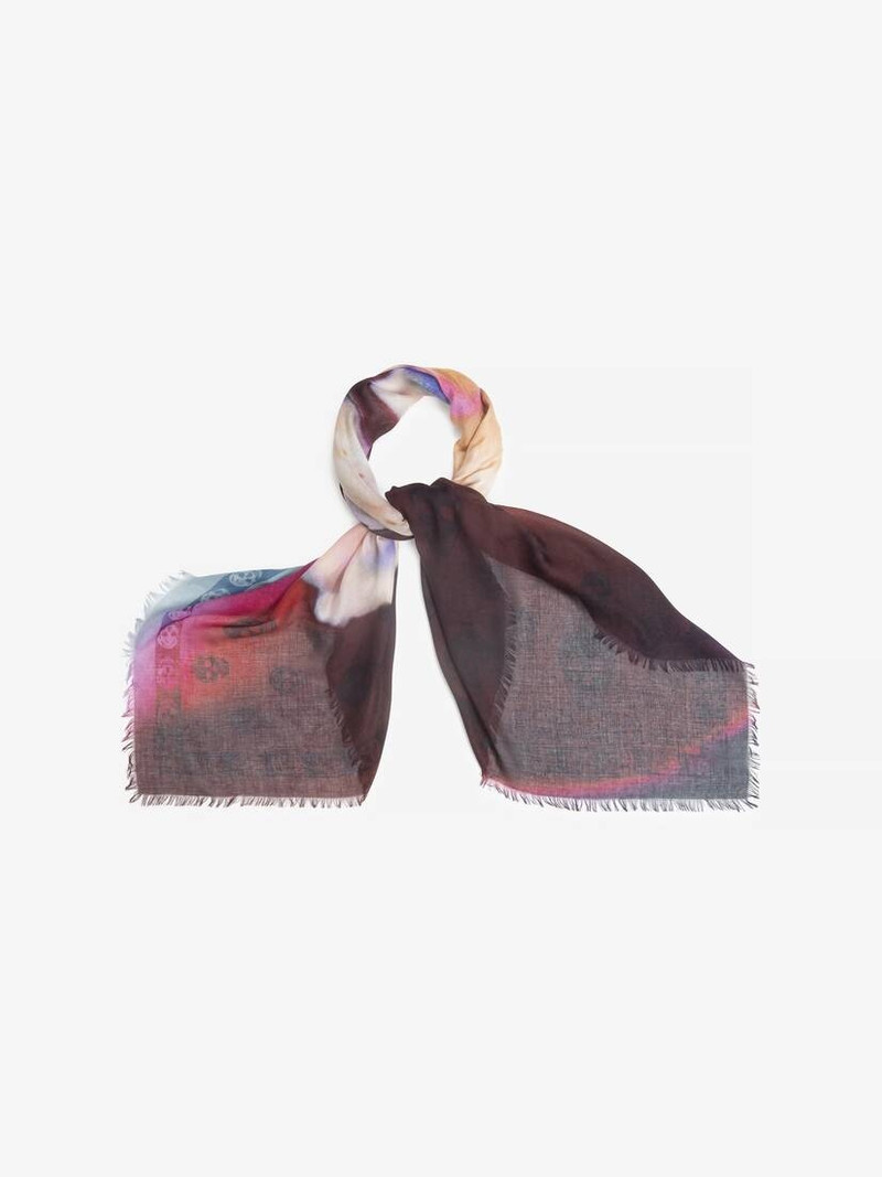 Alexander McQueen Men's Luminous Flower Shawl in Bordeaux/ivory outlook
