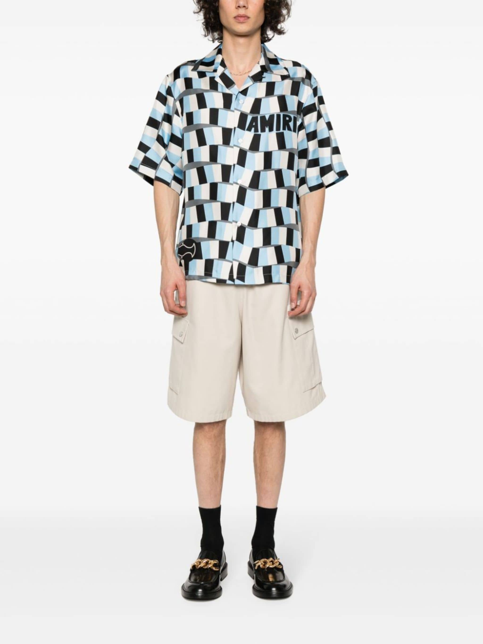 checked snake-print bowling shirt - 2