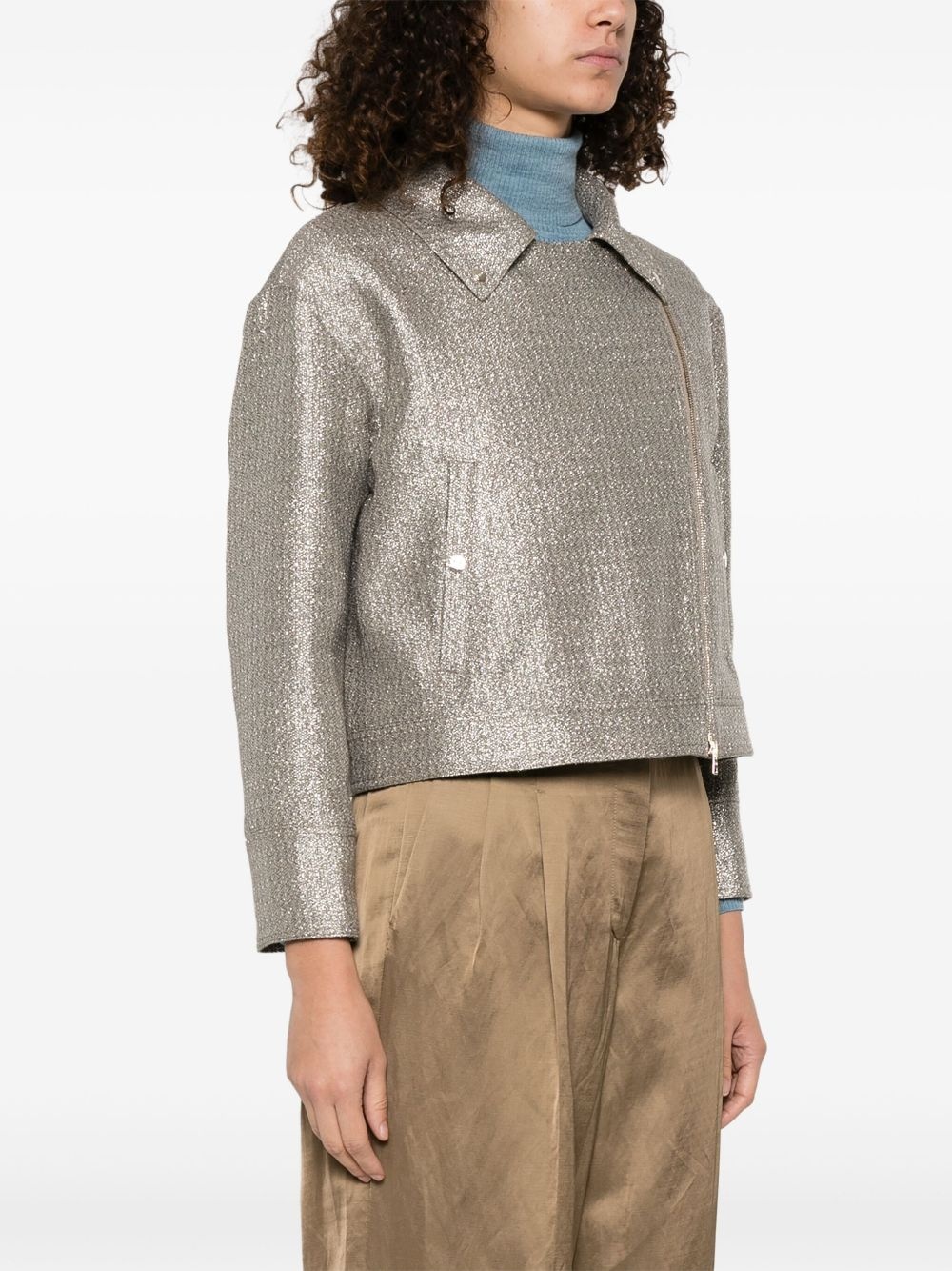 lurex biker jacket - 3