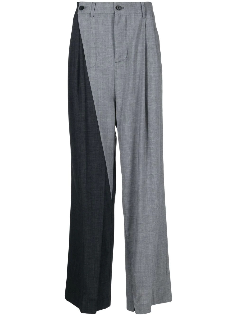 two-tone checked trousers - 1