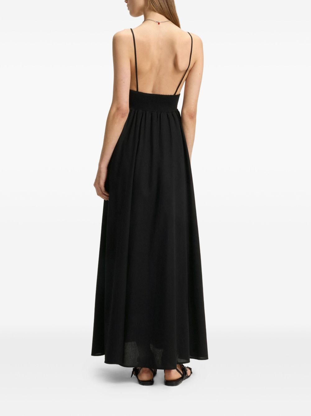 V-neck pleated maxi dress - 3