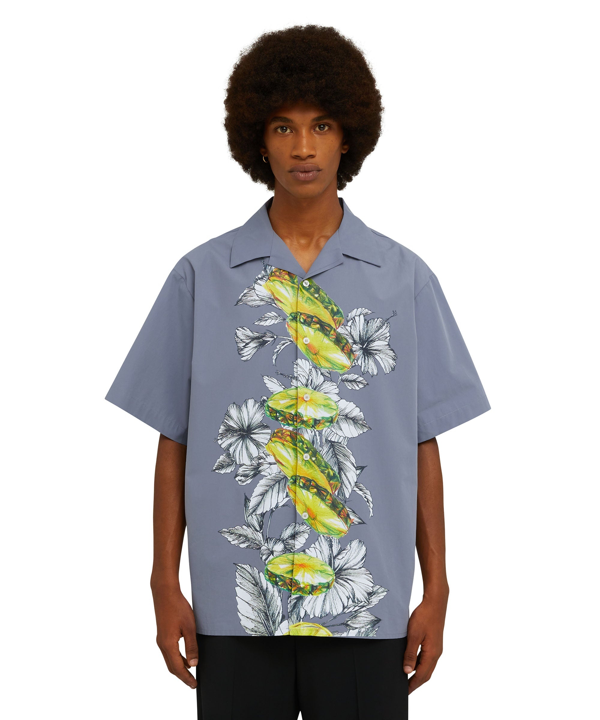 Organic poplin cotton shirt with "pineapple" print - 5