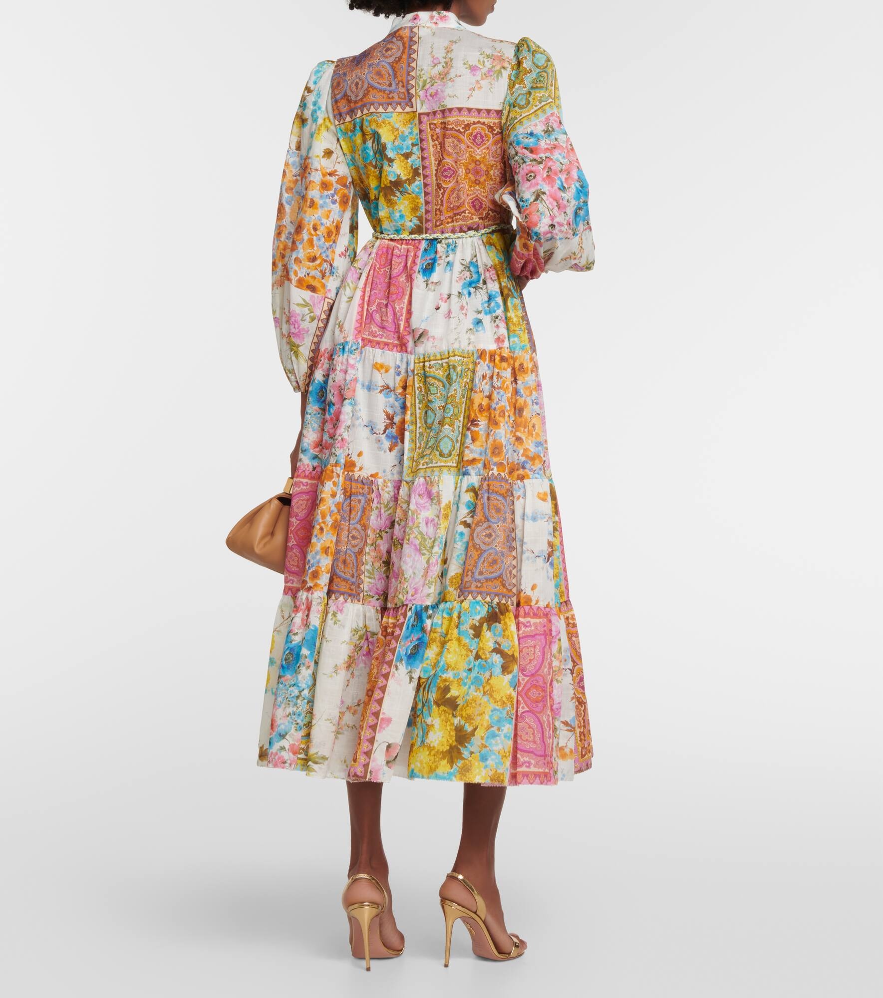 Halcyon patchwork cotton midi dress - 3