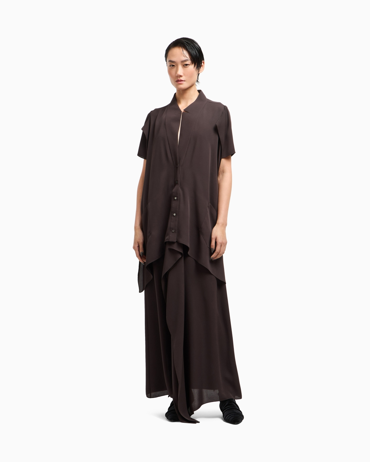 LONG TRIPLE SILK GEORGETTE DRESS - 4