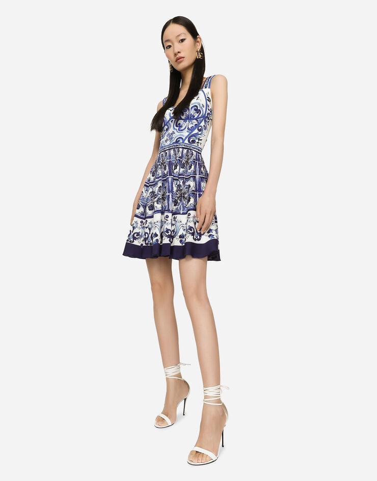 Short Majolica Print Dress - 5