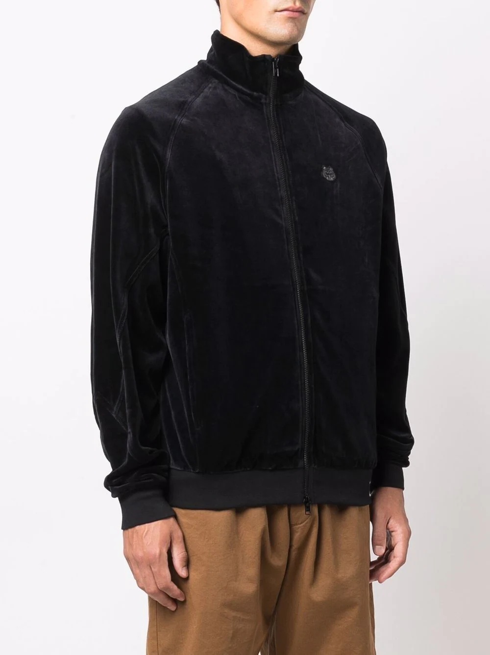 velvet-effect cotton-blend track jacket - 3