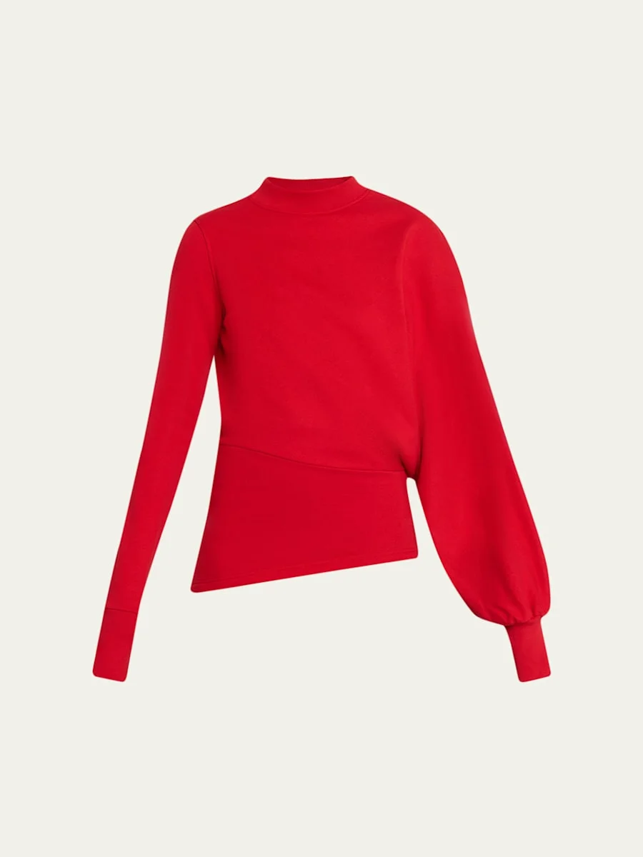 Slouched Asymmetric-Sleeve Top - 1