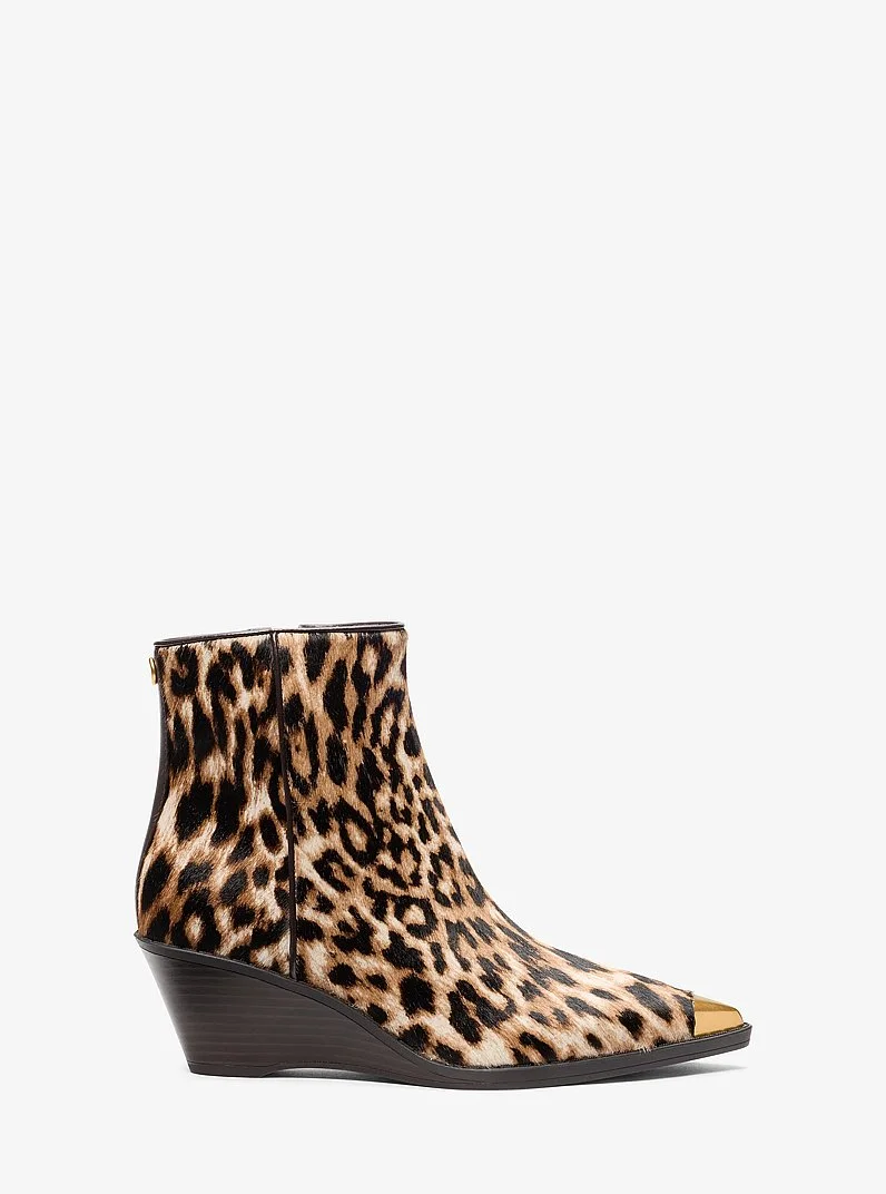 Austin Leopard Print Calf Hair Wedge Boot - 1