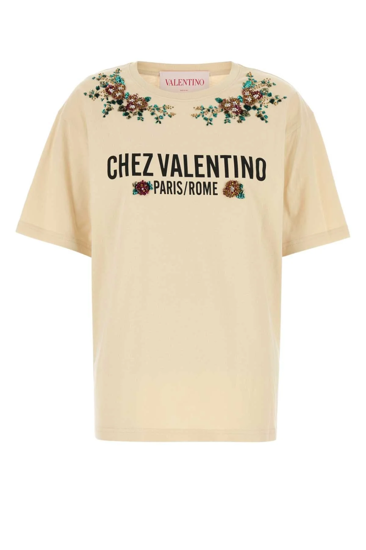 Valentino Garavani Women Cream Cotton T-Shirt - 1