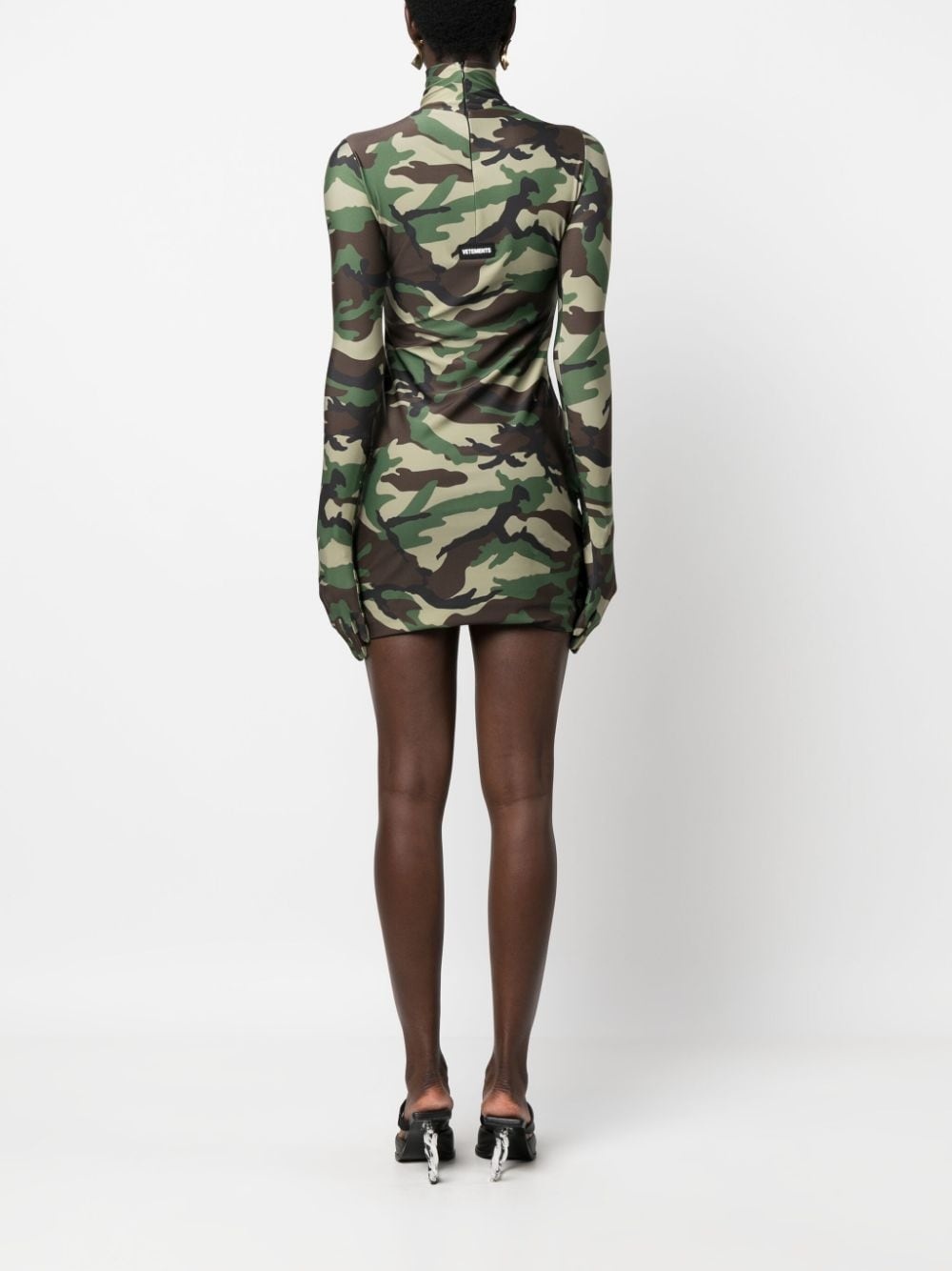camouflage-pattern glove-sleeves minidress - 4